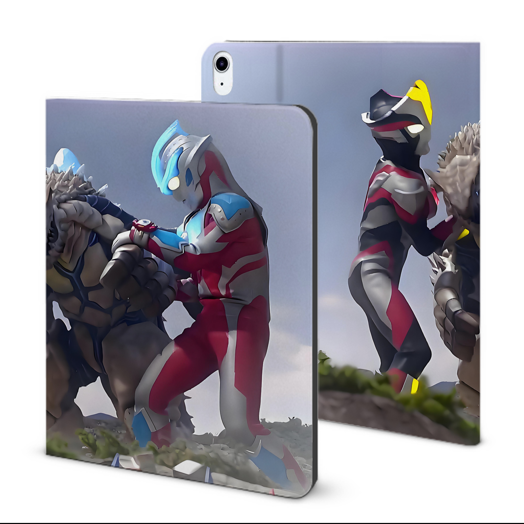 （画像用） ウルトラマン Ultraman IPad ケース ブック型 PUレザー TPU 耐衝撃 軽量 薄型 ペン収納なし 全面保護 IPad 各モデル対応